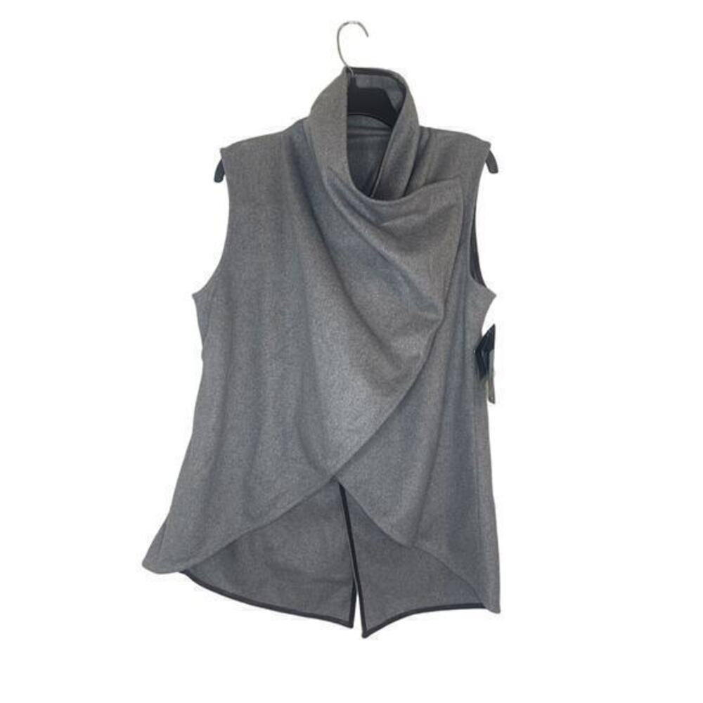 NWT SKEA GRAY RECYCLED WOOL BLEND DRAPED FRONT SHADOW‎ VEST COAT SIZE 8